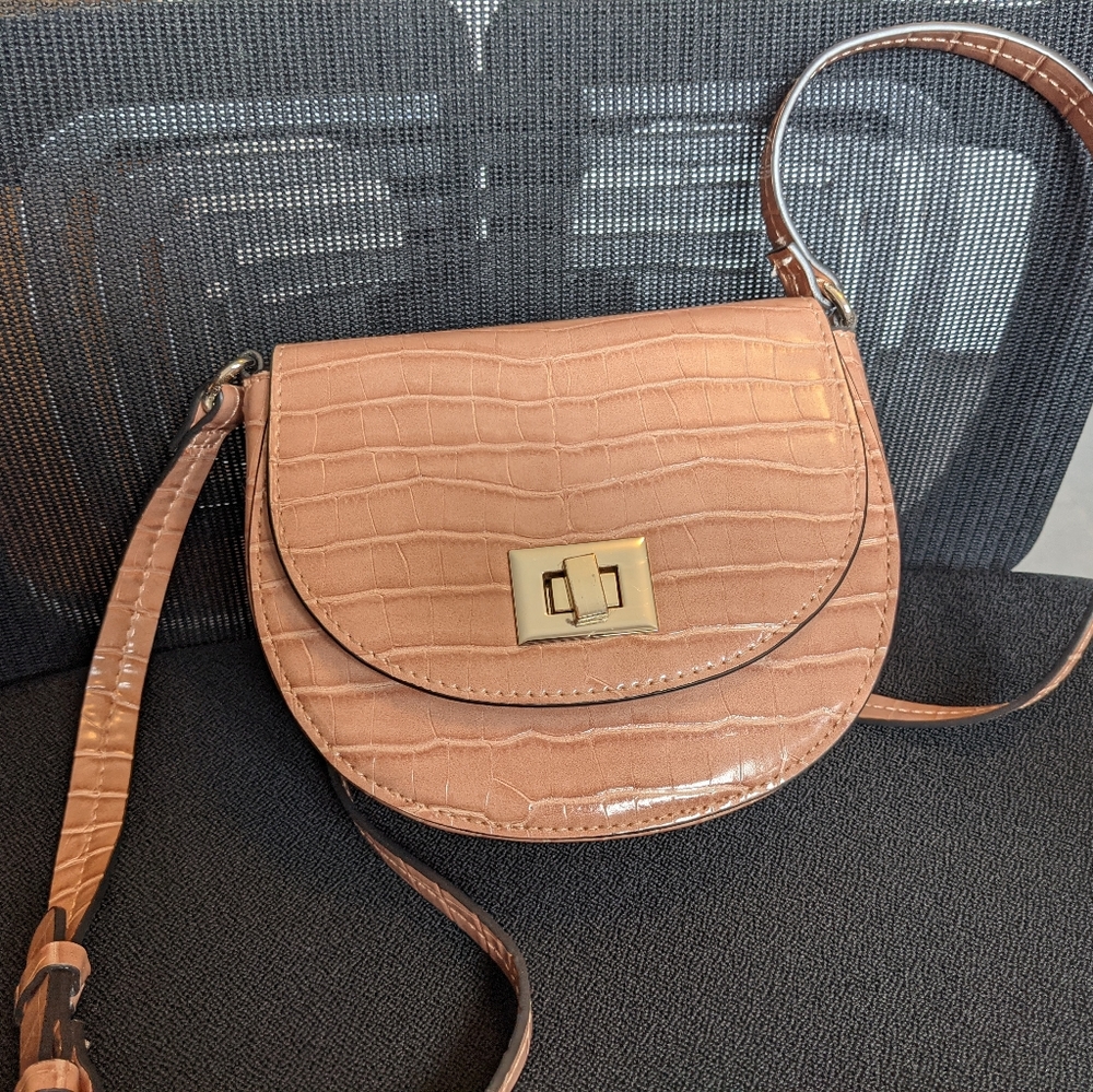 ZARA pink faux Croc crossbody bag